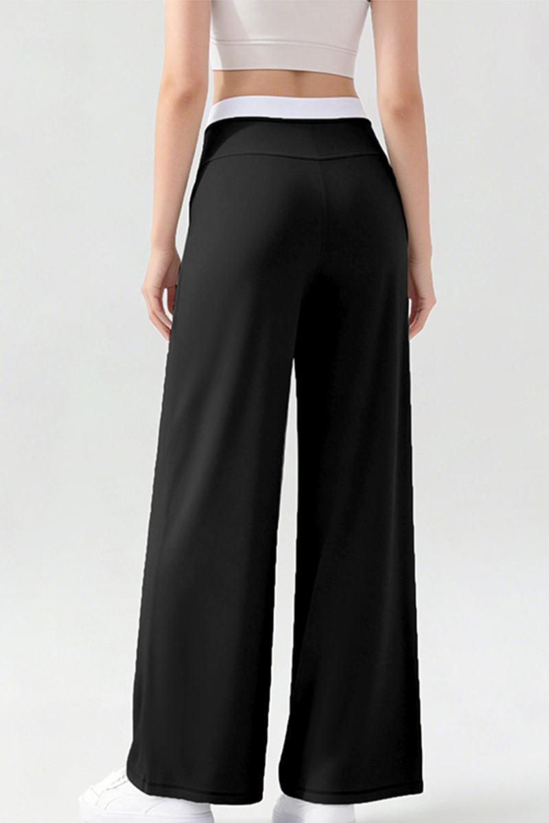 Women's Athletic High-Waisted Color Block Wide Leg Pants