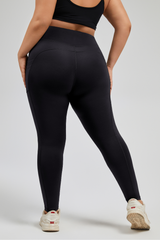 Plus Size Women's High-Waist Double Layer Pocket Athletic Yoga Leggings