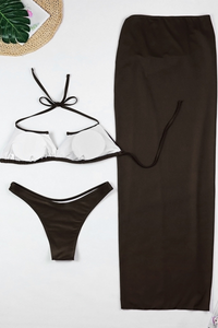 Women's Metal Waist High Slit Starfish Cover-up Bikini Set