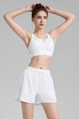Women's Mesh Panel High Impact Bra & Shorts 2-Piece Set
