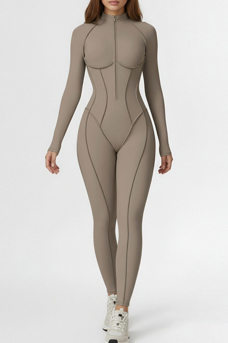 Women’s one-piece long-sleeve sport jumpsuit.