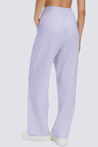 Women's Summer Breathable Plaid  Drawstring Leisure Pants