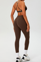 Women's Set:Cross Back Triangle Cup Bra & High-waist Leggings