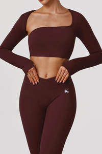 Women's Two Piece Set:Cropped Long Sleee T-shirt & Leggings