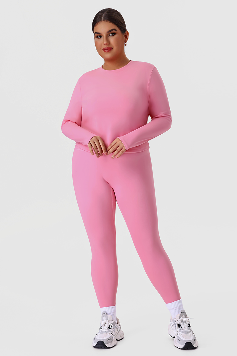 Plus Size Women's Long Sleeve Tee & Yoga Leggings Two-Piece Set