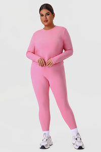 Plus Size Women's Long Sleeve Tee & Yoga Leggings Two-Piece Set