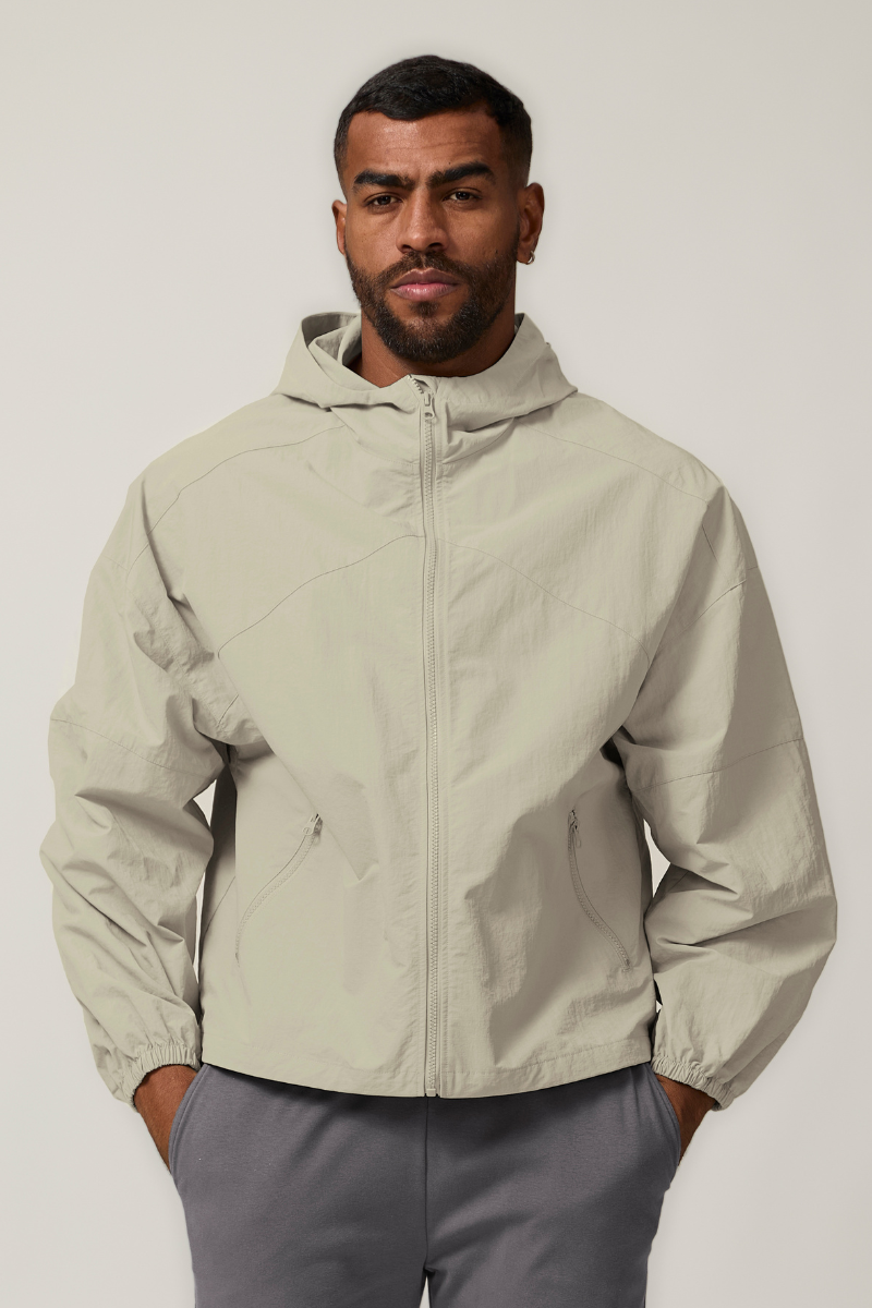 Men's Zip-Up Hooded Windbreaker - Water-Repellent Outdoor Jacket