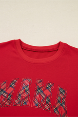 Women's Loungewear Sets:MAMA Letter Sweatshirt & Plaid Pants
