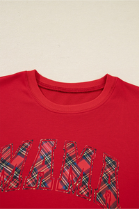 Women's Loungewear Sets:MAMA Letter Sweatshirt & Plaid Pants