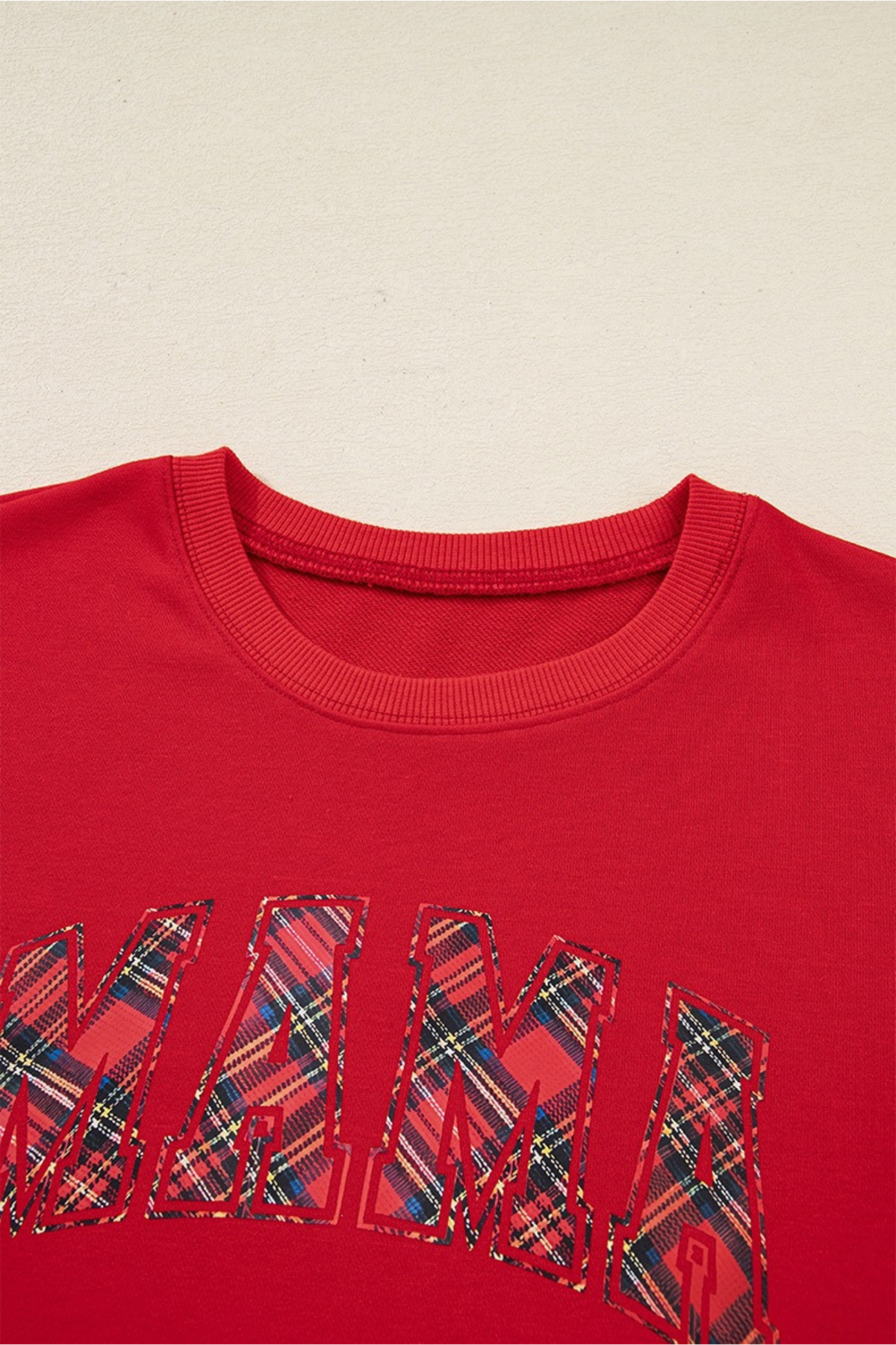 Women's Loungewear Sets:MAMA Letter Sweatshirt & Plaid Pants