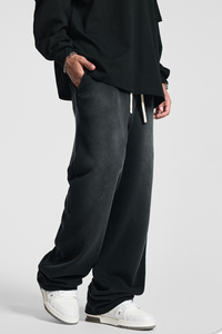 Rustic-style straight-leg long pants