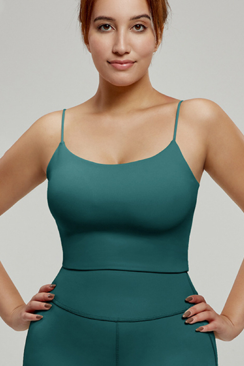 Plus Size Women's Solid U-Neck Thin Strap Sports Bra