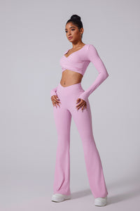 Women'S Brushed Tight Yoga Suit Set With Long Sleeves + Long Pants