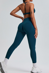 Women's Two-Piece Set:Halterneck Bra And High-Waist Leggings