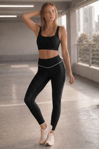 Women's Polka Dot Sports Bra & V High Waist Yoga Legging Set