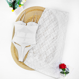 Women's Metal Button Strapless Lace One Piece Swimsuit