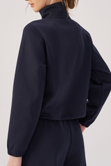Women's Fall Half Zip Stand Collar Cropped Sweatshirt
