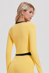 Women's Button Front Long Sleeve Cropped Tennis Cardigan