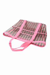 Women Summer Mesh Colorful Striped Large-Capacity Beach Bag