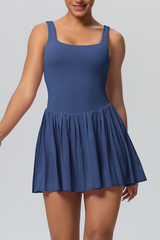 Women's Athletic U-back One-piece Pleated Dress