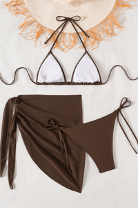 Women's Triangle Cup Thin Strap Sexy Three-piece Bikini Set