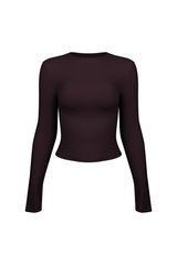 Women's Fall Ribbed Crew Neck Cropped Long Sleeve Top