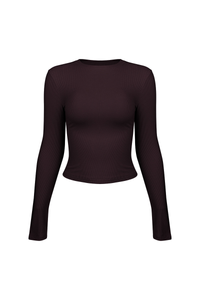 Women's Fall Ribbed Crew Neck Cropped Long Sleeve Top