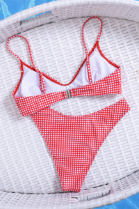 Women's Plaid Print V-Neck Fresh Vacation Bikini