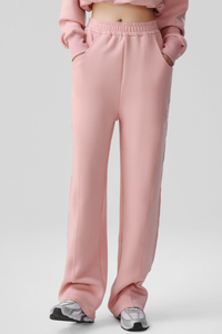 Women's Fall Elastic Waist Seamed Wide Leg Athletic Pants