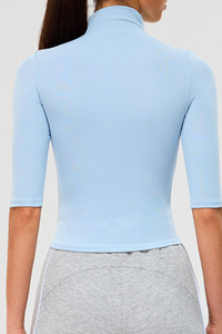 Women's High-Neck Mid-Sleeve Quick-Dry Slim-Fit Yoga Top