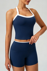 Women's Color Block Tank Top And Shorts Yoga Workout Set