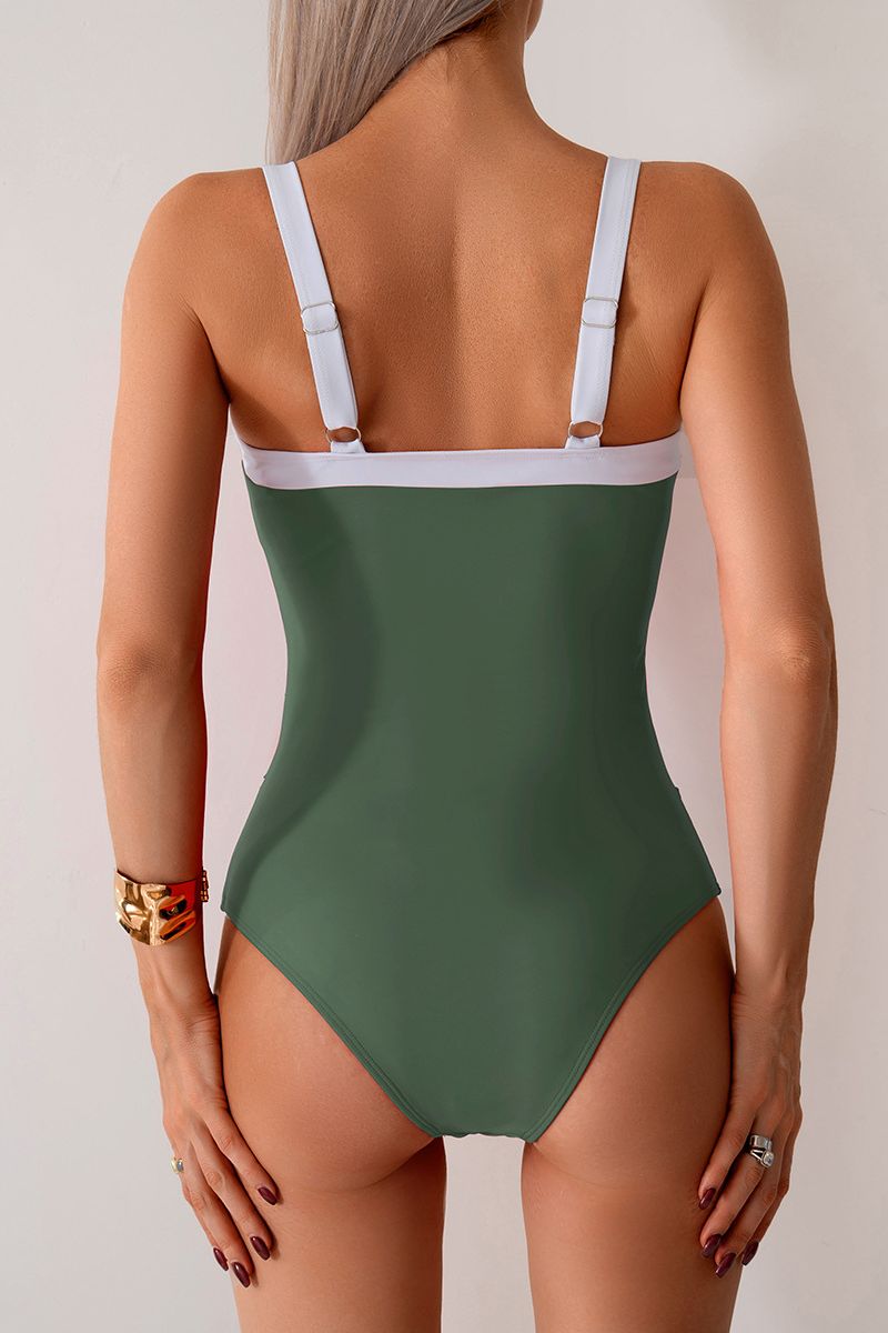 Women's Color-Block Square-Neck One-Piece Swimsuit