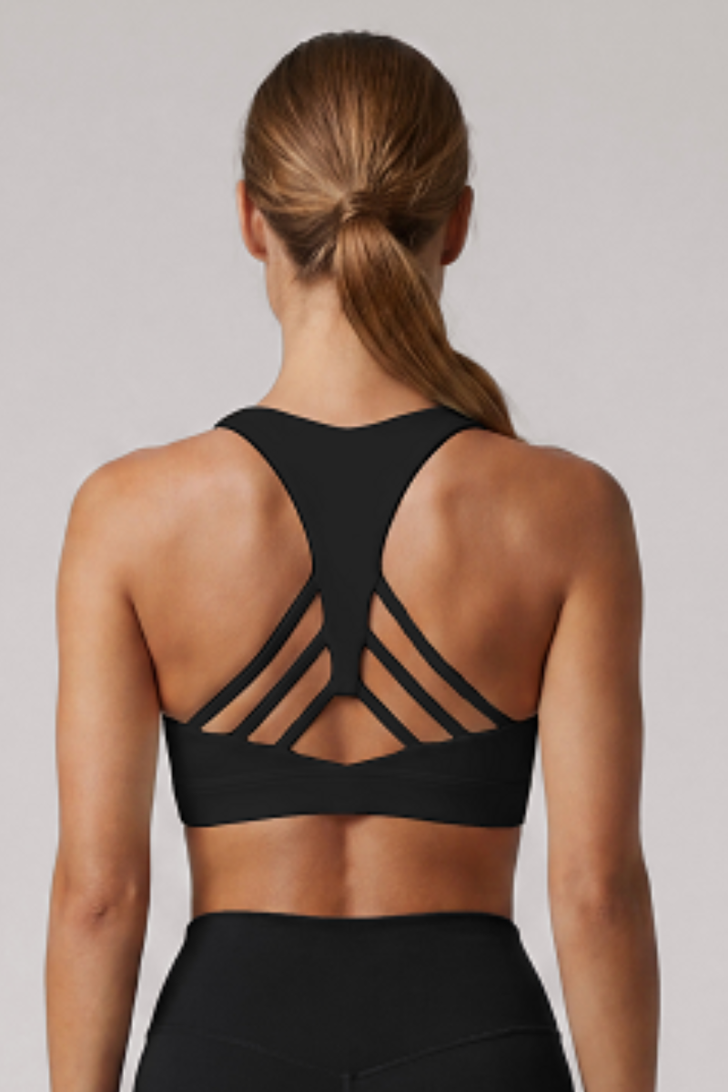 Women's Wide Strap U-neck Crisscross Back Sports Bra