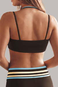 Women's Fake Two‑Piece Color‑Block Halter Sports Yoga Bra