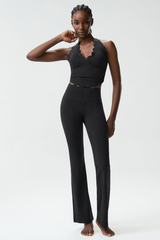 Women's Petal Yoga Athletic Set:Halter Tank Top & Flarepants