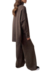 Thick-knit long pants set