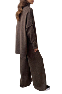 Thick-knit long pants set