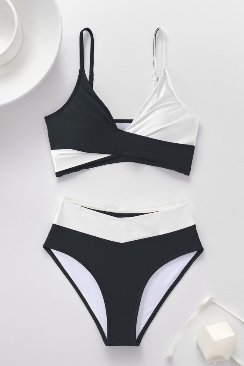 Women's Sexy Color Block Twist Front V-Waist Bikini