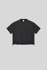 Unisex 350G heavyweight washed boxy-fit T-shirt with raw edges