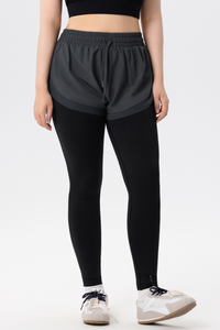 Plus Size Athletic Women's 2-in-1 Quick Dry Running Leggings