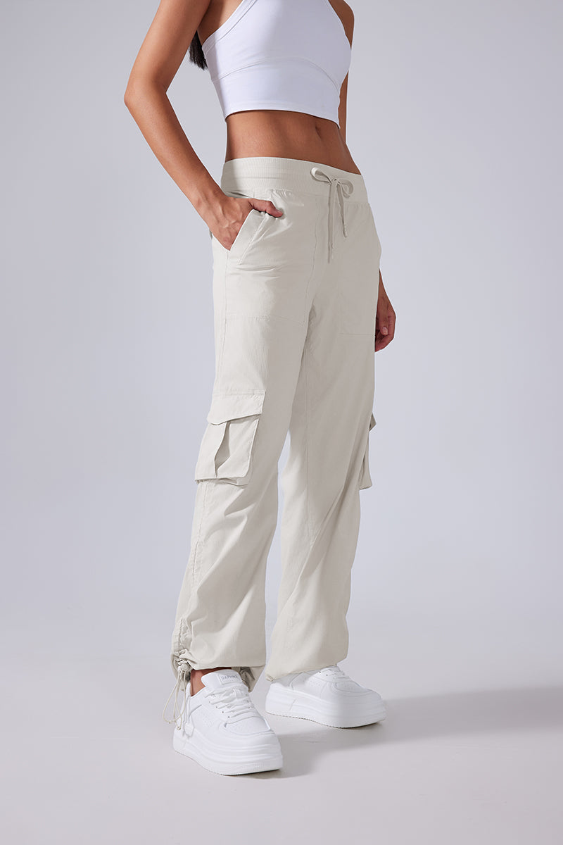 Women Lightweight Quick Dry Multi-Pocket Outdoor Running Sports Fitness Workwear Wide Leg Casual Pants