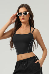 Women Naked-Feel Color-Block Slim-Fit Yoga Sports Bra With Thin Hanger Straps