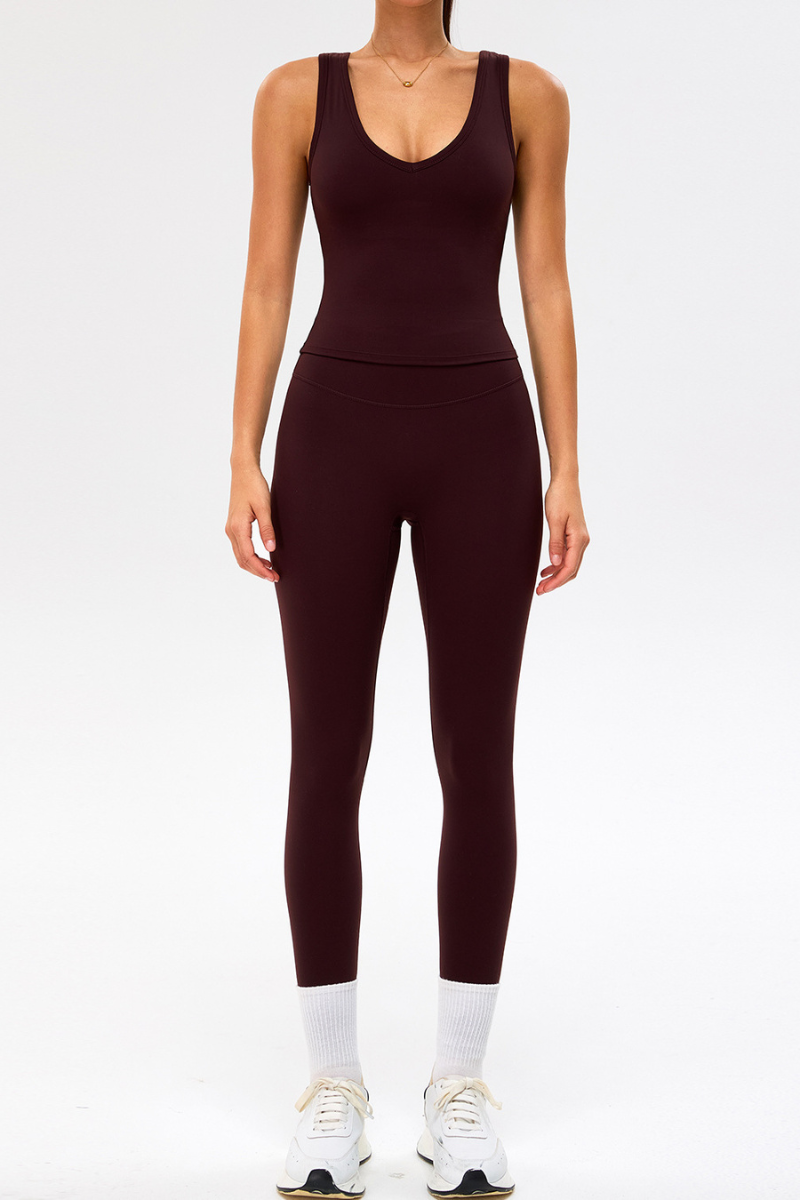 Women's Sport Sets:Wide Shoulder Straps Tank Top & Leggings