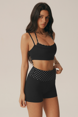 Women's Fake Two Piece Polka Dot Bra & High Waist Shorts Set