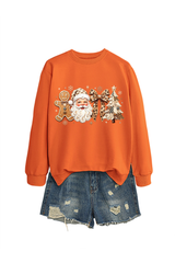 Women's Fall Christmas Santa Bow Printed Multicolor Pullover