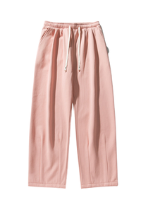 Men's Fall 100% Cotton Washed Drawstring Fleece-Lined Pants
