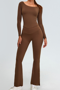 Women's Set:Off The Shoulder Cropped Top And Flare Pants