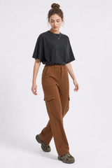 Women's High Waist Multi-Pocket Wide Leg Cargo Jeans