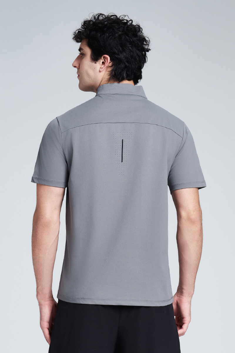 Men's Summer Half Zipper Stand Collar Casual T-shirt