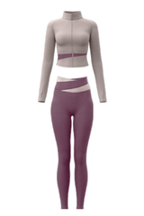 Women's 2-Piece Sports Sets:Stand Collar Jacket & Leggings